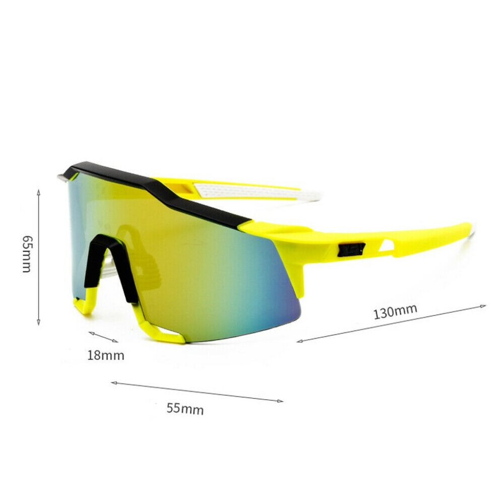 Men Sunglasses Yellow Mirror Single One‎ Piece Lens Oversize Retro Sports Lentes